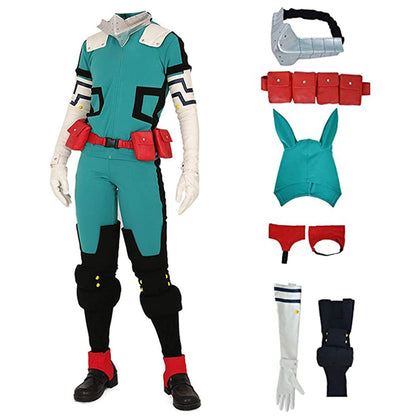 Adult Deku Cosplay Costume Izuku Midoriya Green Combat Suit with Accessories for Halloween Party