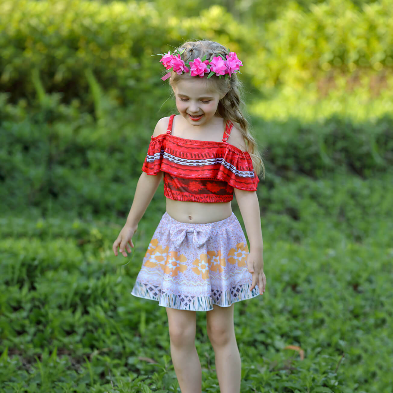 Kids Princess Moanna Costume Beach Vacation Swimwear Ocean Adventure Bathing Suit