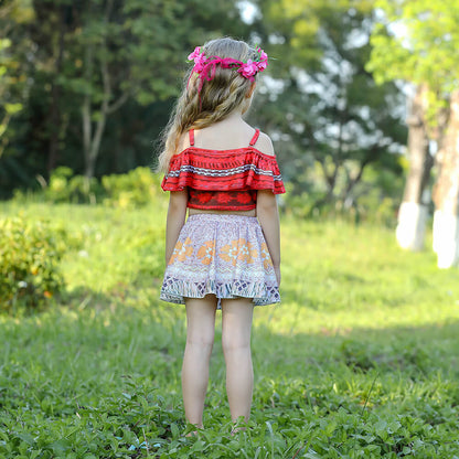 Kids Princess Moanna Costume Beach Vacation Swimwear Ocean Adventure Bathing Suit