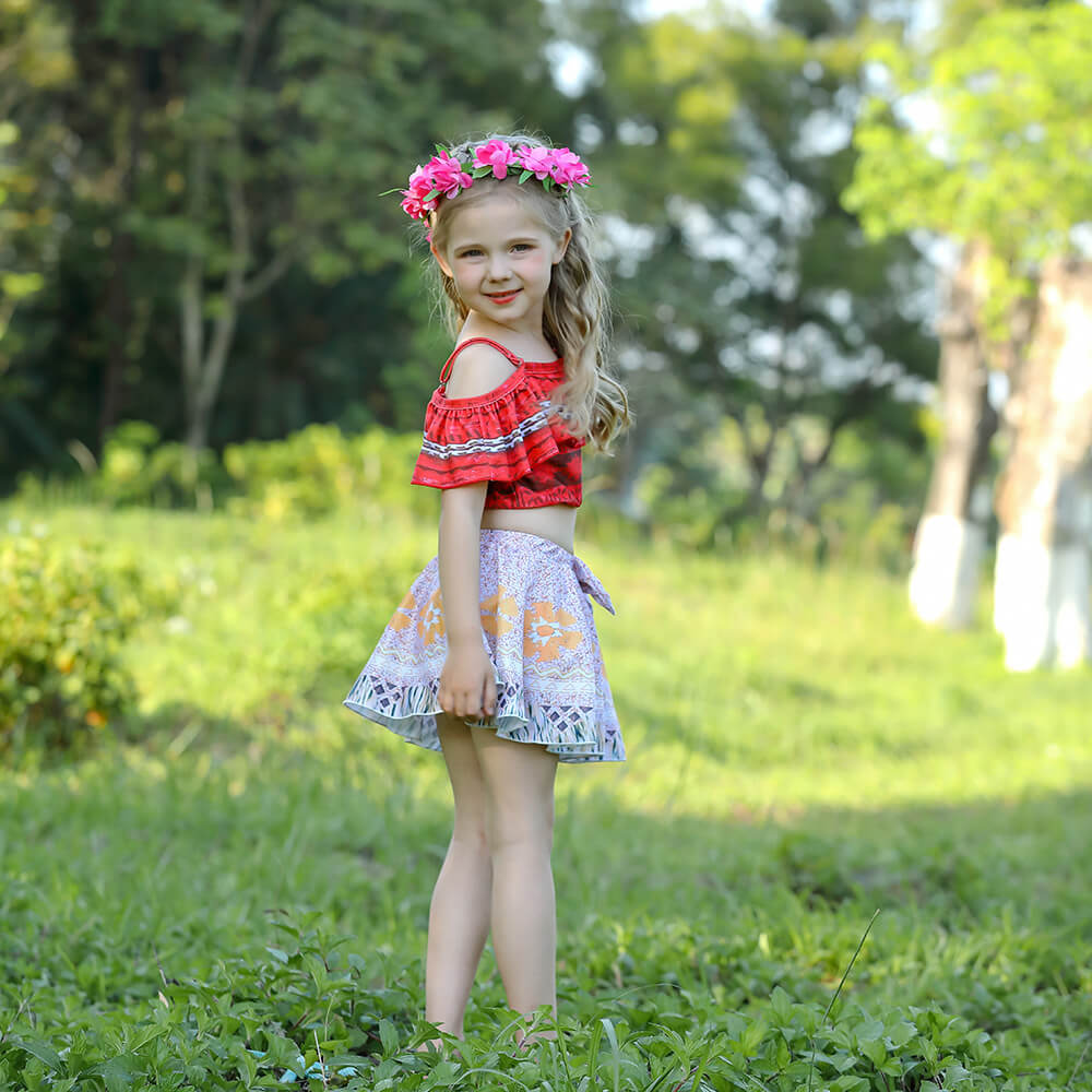 Kids Princess Moanna Costume Beach Vacation Swimwear Ocean Adventure Bathing Suit