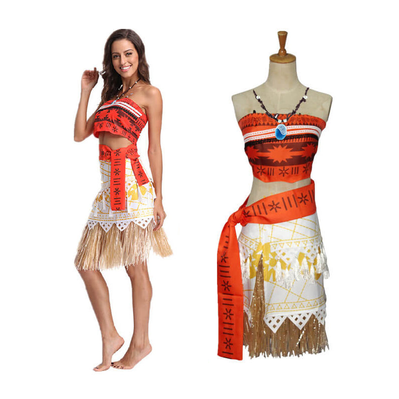 Princess Moanna Costume Women and Girls Polynesian Cosplay Costume Beach Dress Up Outfits