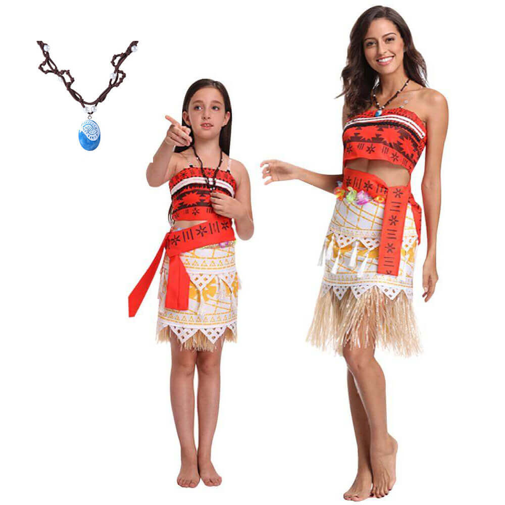 Princess Moanna Costume Women and Girls Polynesian Cosplay Costume Beach Dress Up Outfits