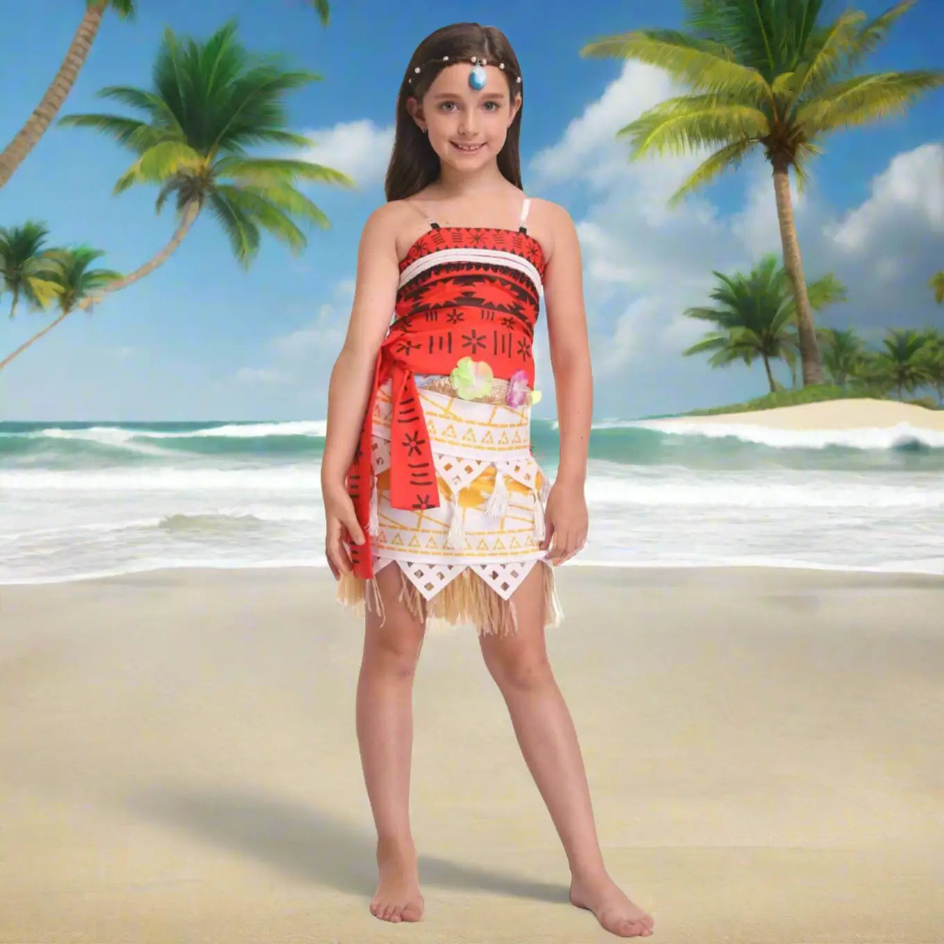 Princess Moanna Costume Women and Girls Polynesian Cosplay Costume Beach Dress Up Outfits