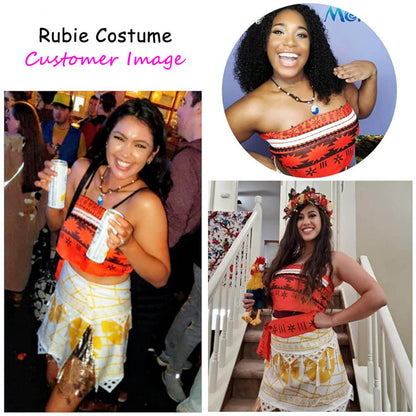 Princess Moanna Costume Women and Girls Polynesian Cosplay Costume Beach Dress Up Outfits