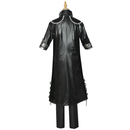 Mens Dabi Costume Villain Blueflame Outfit PU Leather Coat Pants and T-shirt 3pcs Suit