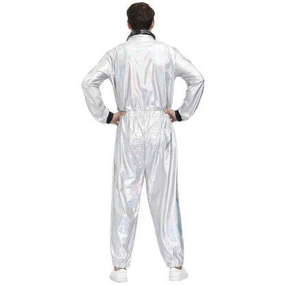 Adult couple wandering the earth in space suits