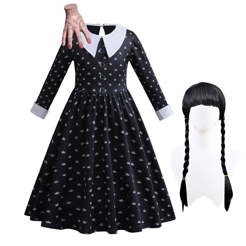 Addams Family Wednesday Floral Dress SET
