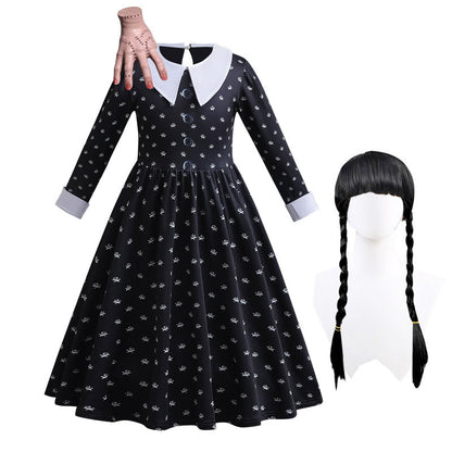 Addams Family Wednesday Floral Dress SET