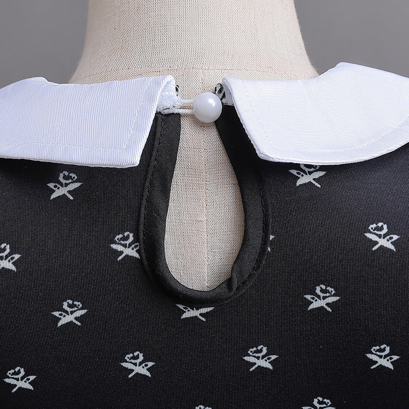 Addams Family Wednesday Floral Dress SET