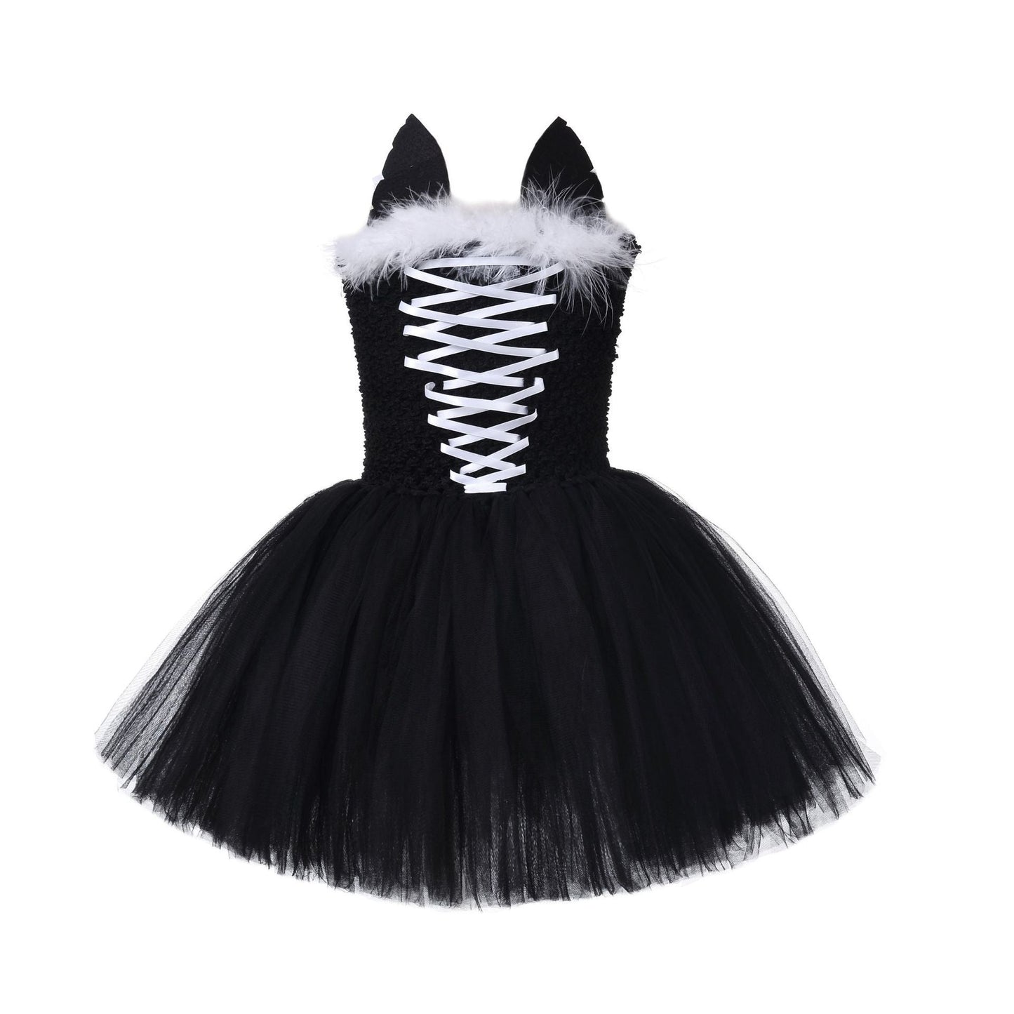 Kids Cat Costume Black Kitty Tutu Dress with Headband Girls Black Cat Costume