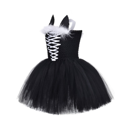 Kids Cat Costume Black Kitty Tutu Dress with Headband Girls Black Cat Costume