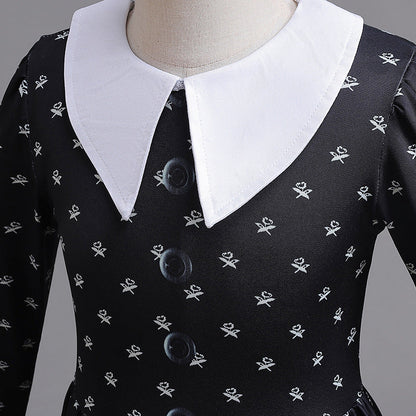 Addams Family Wednesday Floral Dress SET