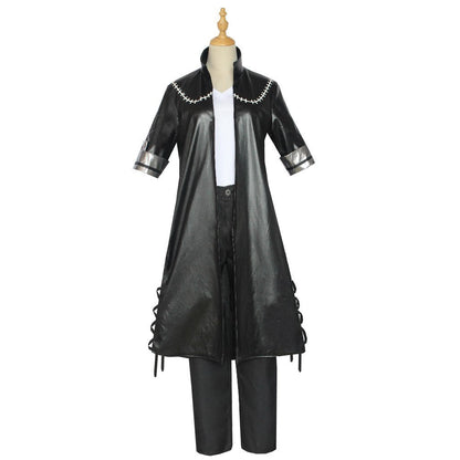 Mens Dabi Costume Villain Blueflame Outfit PU Leather Coat Pants and T-shirt 3pcs Suit