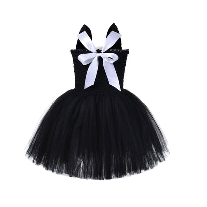 Kids Cat Costume Black Kitty Tutu Dress with Headband Girls Black Cat Costume