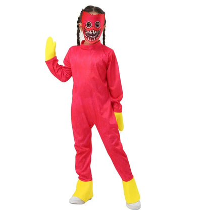 Kids Huggy Wuggy Cosplay Jumpsuit with Mask Gloves Poppy Playtime Costume Full Set
