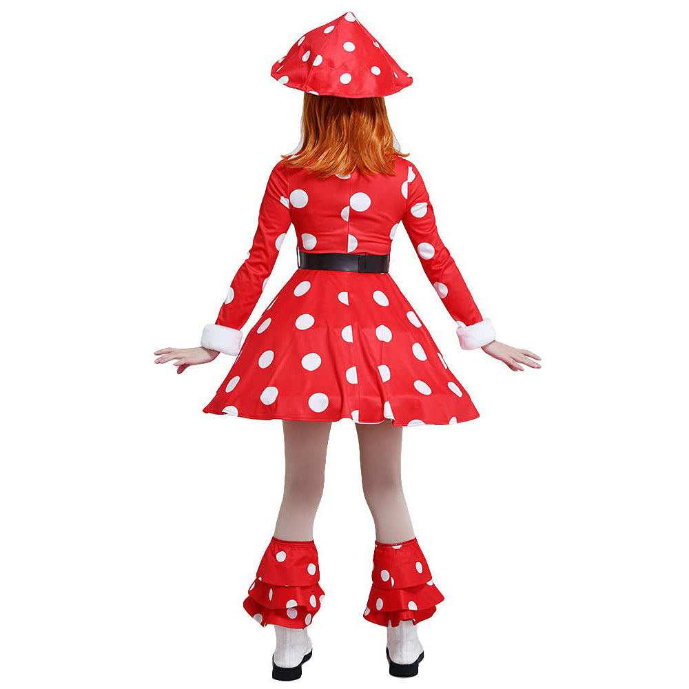 Adult Kinoko Komori Dress Shemage Cosplay Costume with Mushroom Hat and Leg Warmers