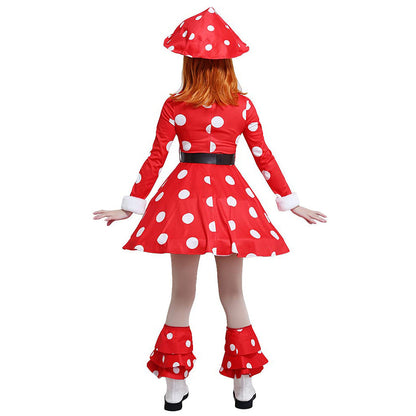 Adult Kinoko Komori Dress Shemage Cosplay Costume with Mushroom Hat and Leg Warmers
