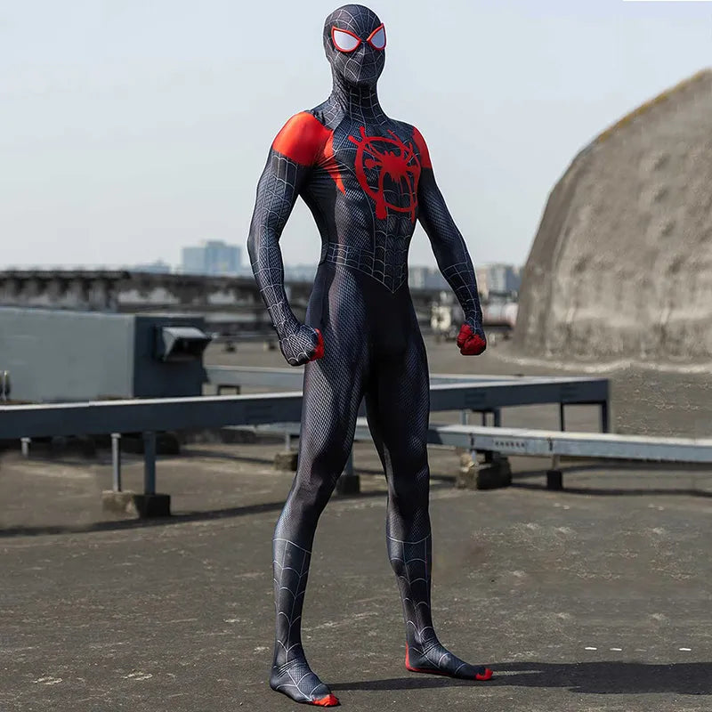 Miles Morales Spiderman Costume Bodysuit with Mask Spider Man Cosplay Outfit Halloween Costumes