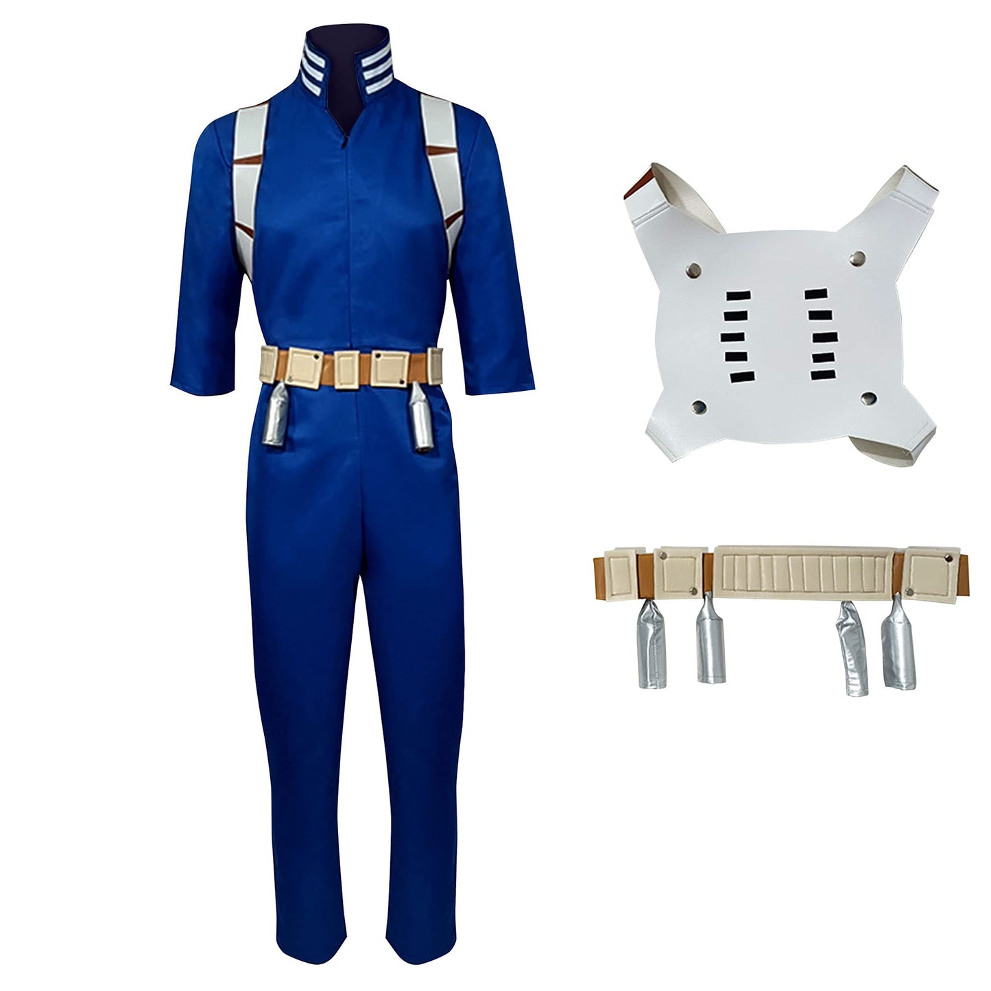 Adult Todoroki Shoto Costume Hero School Uniform Blue Jumpsuit Vest and Belt Full Set