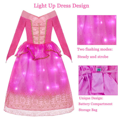 Girls Light-up Princess Costume with Accessories Hot Pink Princess Dress