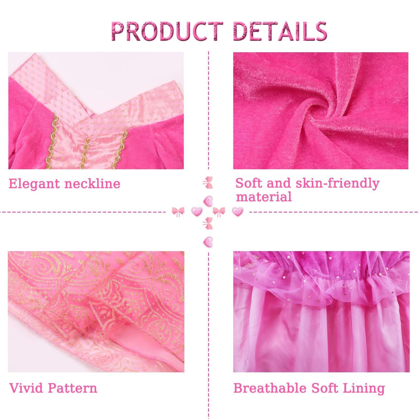 Girls Light-up Princess Costume with Accessories Hot Pink Princess Dress