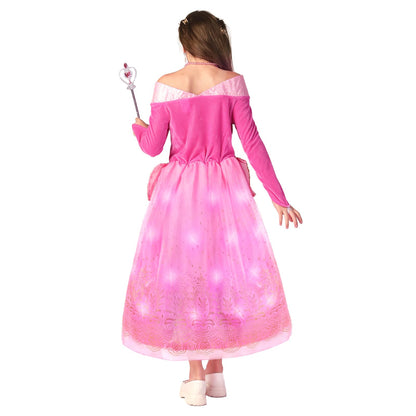 Girls Light-up Princess Costume with Accessories Hot Pink Princess Dress
