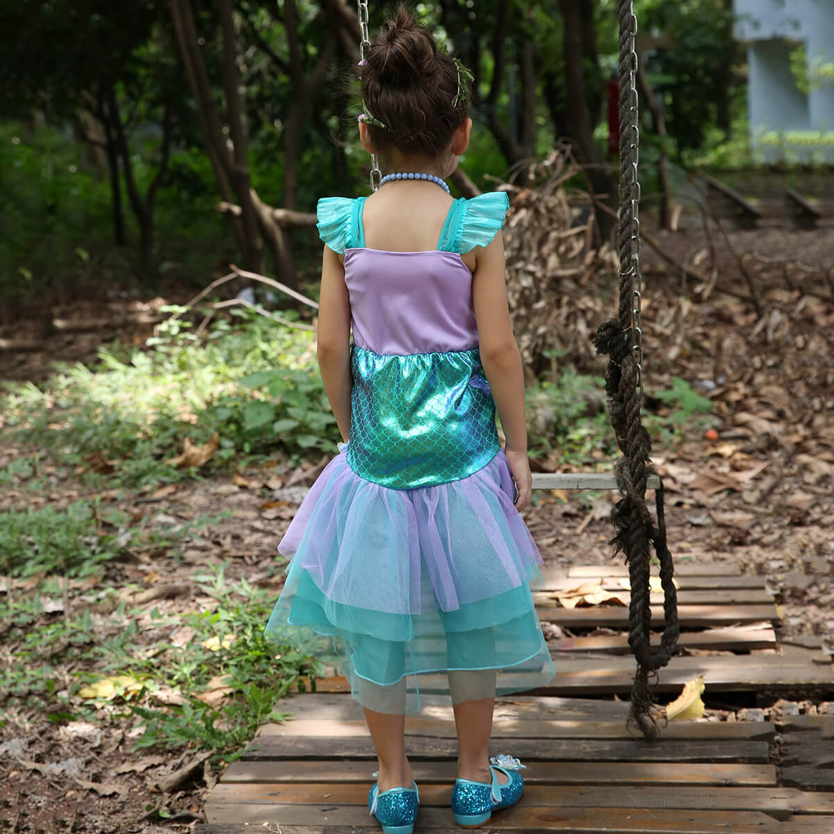 Girls Mermaid Dress Beach Vacation Summer Princess Dress Halloween Carnival Cosplay Costume