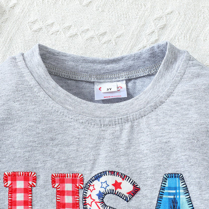 Toddler 4th Of July Tshirt and Shorts USA Summer Patriotic 2PCS Set