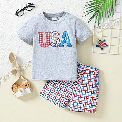 Toddler 4th Of July Tshirt and Shorts USA Summer Patriotic 2PCS Set