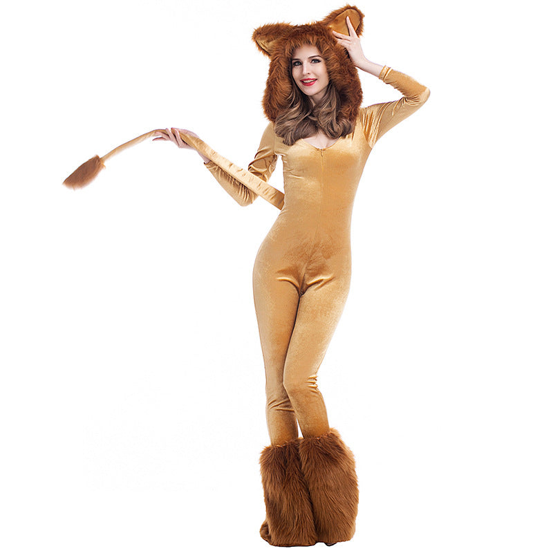 Lady Deluxe Lion Costume Halloween Cosplay Fur Costume