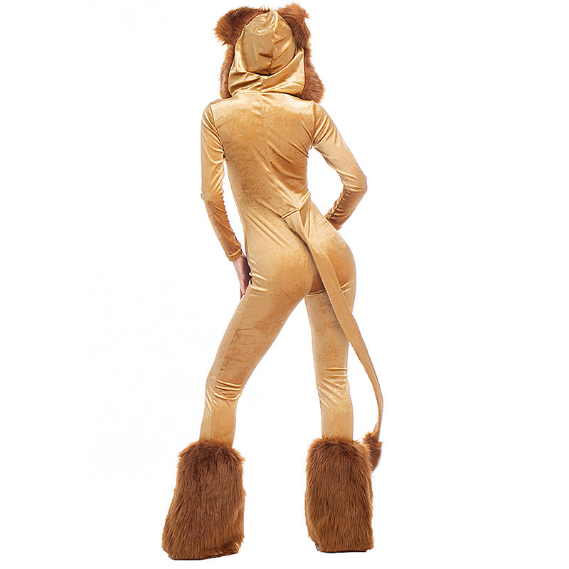 Lady Deluxe Lion Costume Halloween Cosplay Fur Costume