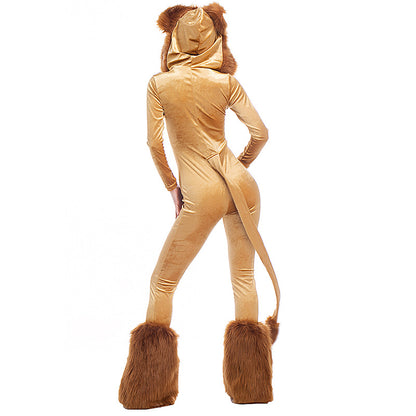 Lady Deluxe Lion Costume Halloween Cosplay Fur Costume