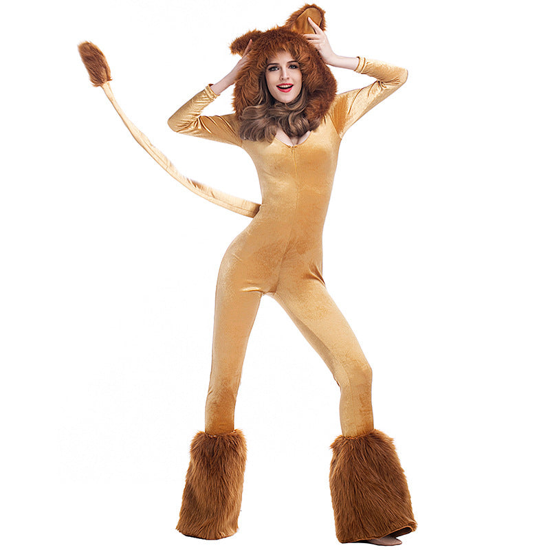 Lady Deluxe Lion Costume Halloween Cosplay Fur Costume