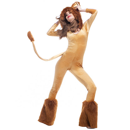 Lady Deluxe Lion Costume Halloween Cosplay Fur Costume