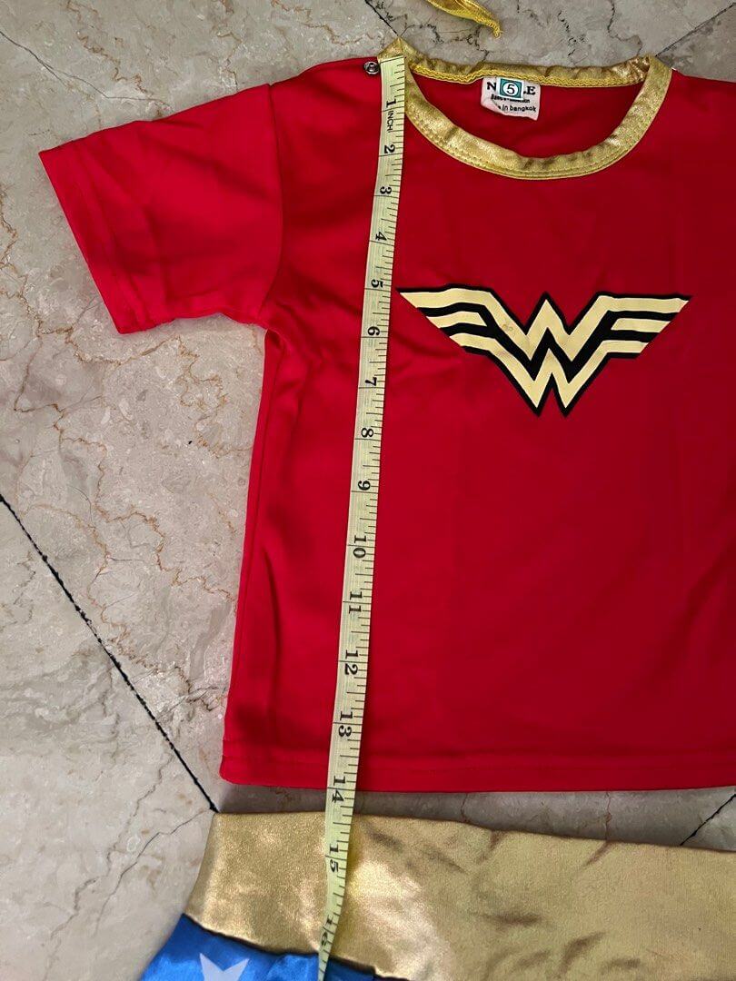 Kids Wonder Girls Costume T-Shirt Skirt Headband and Cape 4 Piece Set