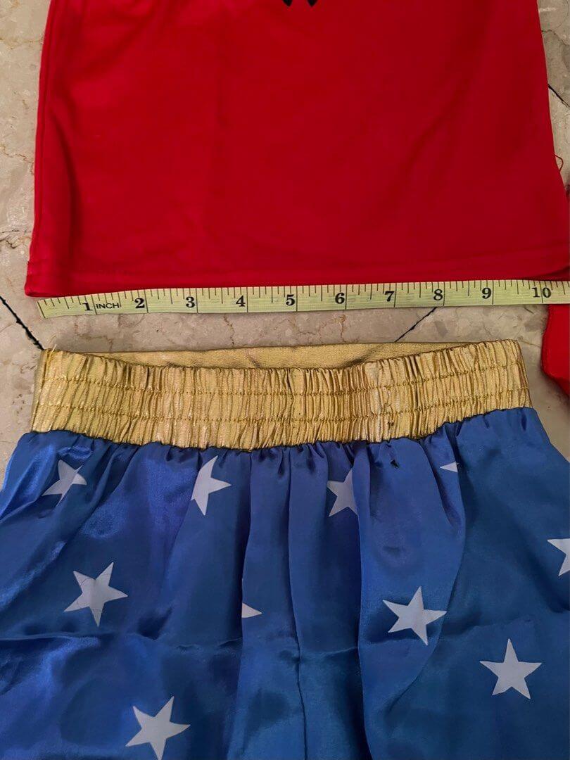 Kids Wonder Girls Costume T-Shirt Skirt Headband and Cape 4 Piece Set