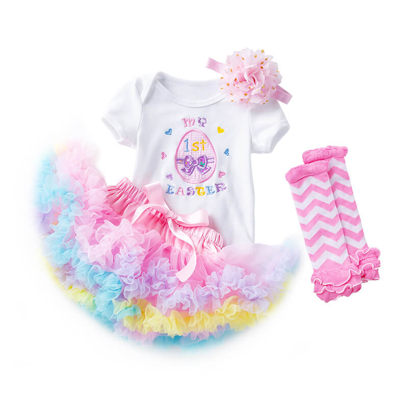Baby Girl Easter Outfit My 1st Easter Dress Up Romper Tulle Skirts Headbands Leg Warmers Princess Set