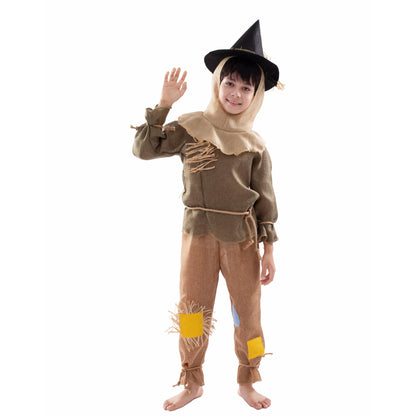 Boys Scarecrow Costume Kids Party Halloween Scarecrow Cosplay Outfit Set