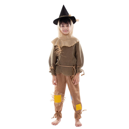 Boys Scarecrow Costume Kids Party Halloween Scarecrow Cosplay Outfit Set