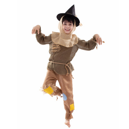 Boys Scarecrow Costume Kids Party Halloween Scarecrow Cosplay Outfit Set