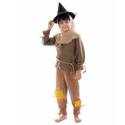 Boys Scarecrow Costume Kids Party Halloween Scarecrow Cosplay Outfit Set