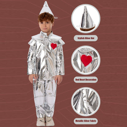Boys Tin Man Costume Party Halloween Kids Tin Man Cosplay Costumes