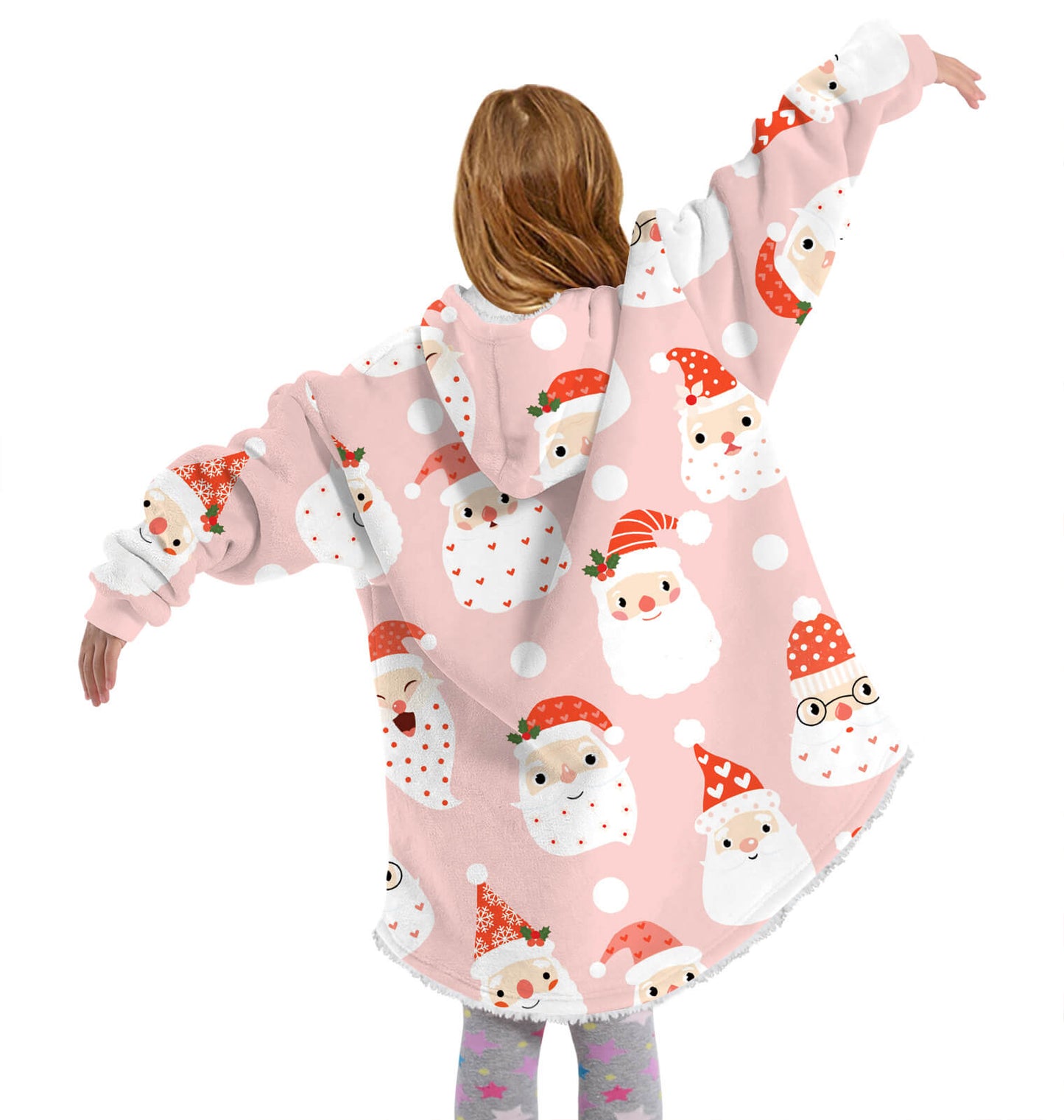 Family Matching Christmas Double Side Wear Hoodie Winter Thick Fleece Warm Pajamas