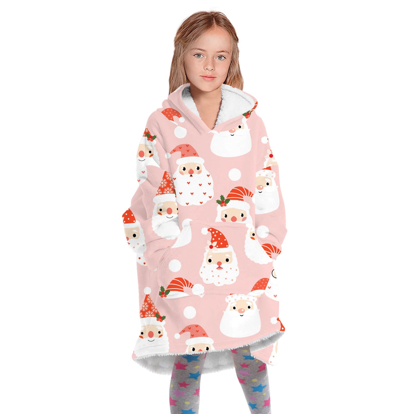 Family Matching Christmas Double Side Wear Hoodie Winter Thick Fleece Warm Pajamas