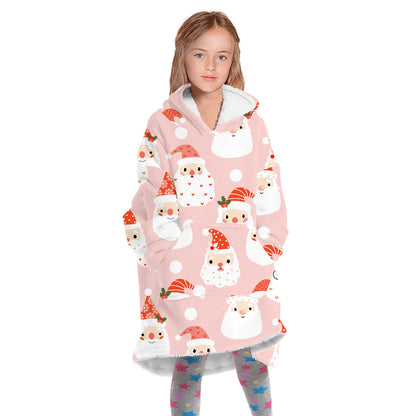 Family Matching Christmas Double Side Wear Hoodie Winter Thick Fleece Warm Pajamas