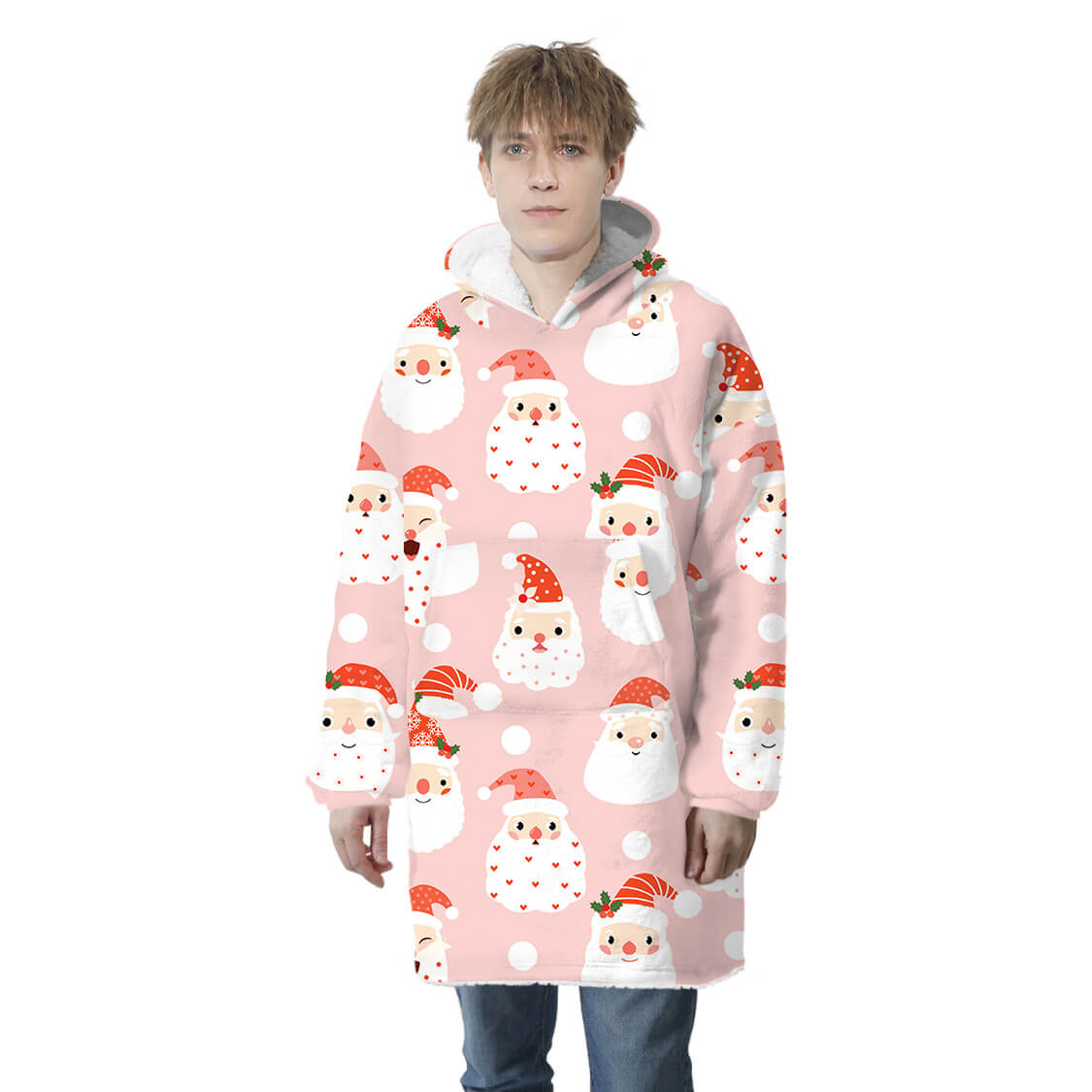 Family Matching Christmas Double Side Wear Hoodie Winter Thick Fleece Warm Pajamas