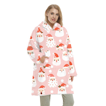 Family Matching Christmas Double Side Wear Hoodie Winter Thick Fleece Warm Pajamas