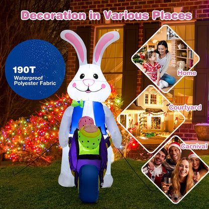 Inflatable Bunny Decorations 6 FT High Light-up Outdoor Bunny with Basket for Yard Lawn