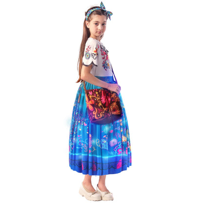 Light-up Mirabel Costume Girls Party Birthday Dress Up Outfit with Bag and Hairband