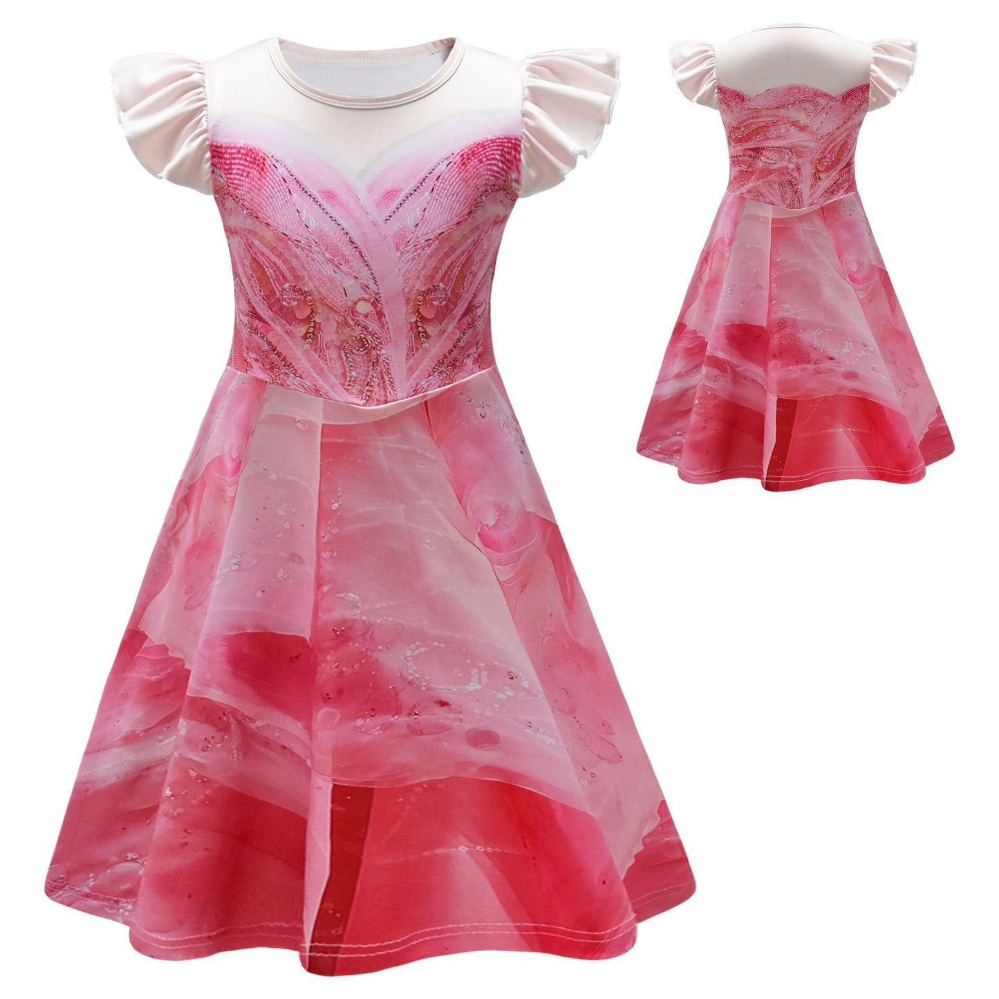Kids Glinda Dress Pink Flying Sleeves Girls Daily Cosplay Costume